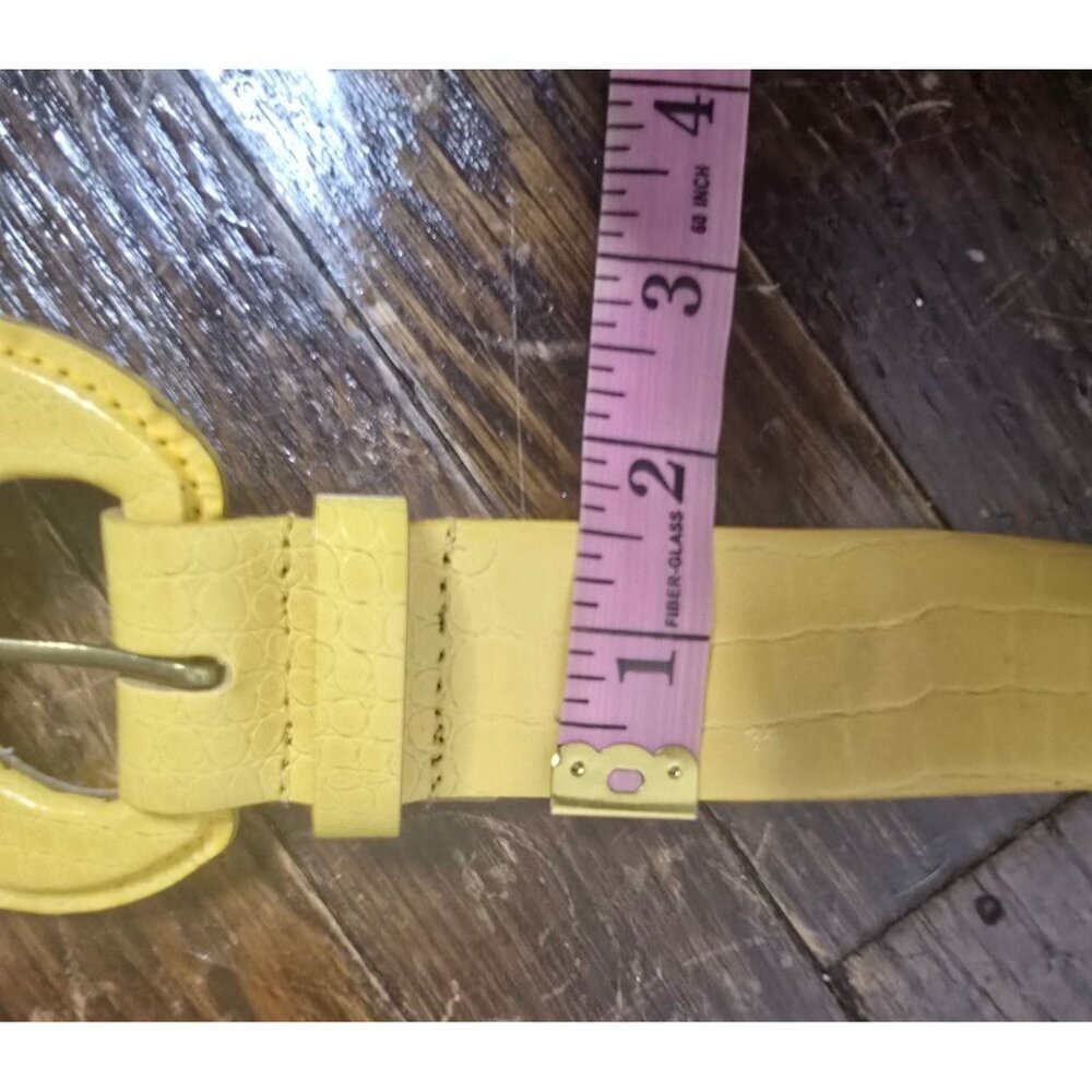 Vintage Yellow Bonded Leather Croc Python Chunky Belt - Picture 9 of 13